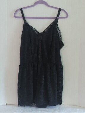 Torrid Curve Black Lace Romper Button Yolk Adjustable Spaghetti Straps Size 2X